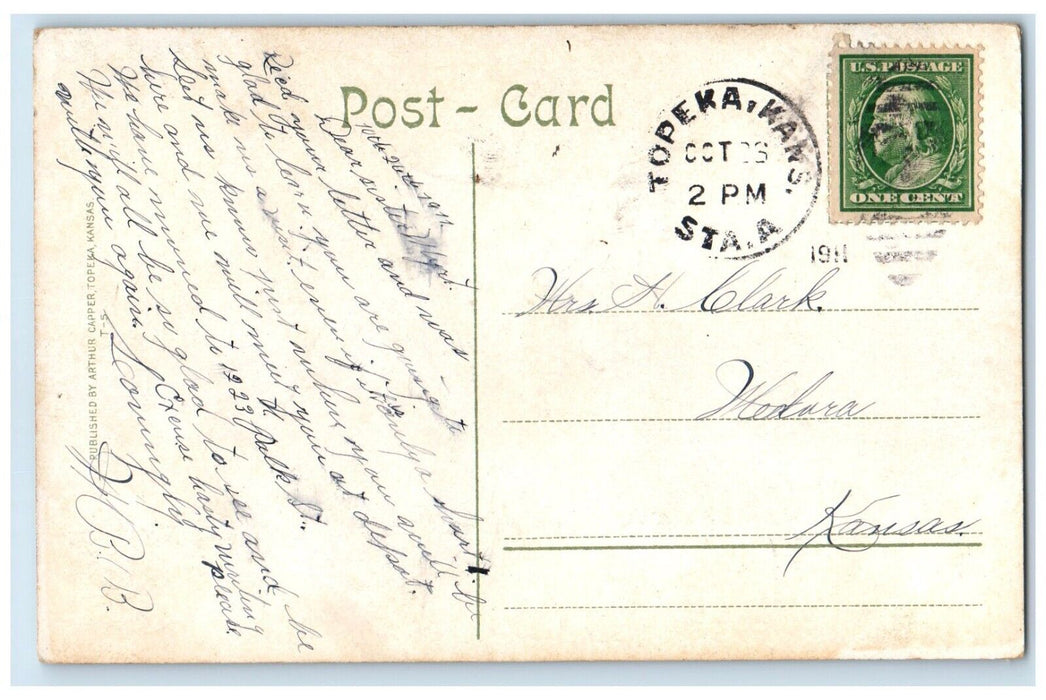 1911 Carnegie Library Washburn College Exterior Building Topeka Kansas Postcard