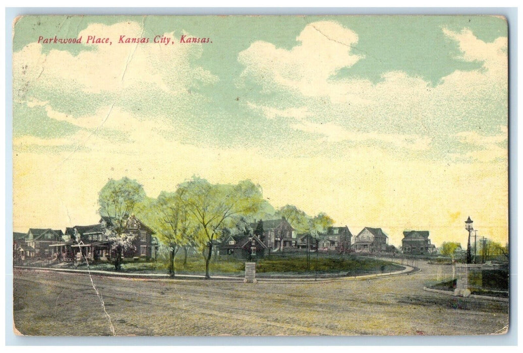 1911 Parkwood Place Exterior Road Kansas City Kansas Arcentine Station Postcard