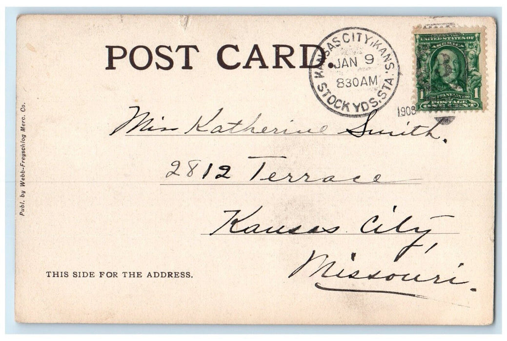 1908 River Scene Quindaro Parkville Kansas City Kansas KS Stock YDS STA Postcard