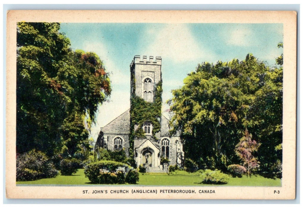 c1950's St. John's Church (Anglican) Peterborough Quebec Canada Postcard