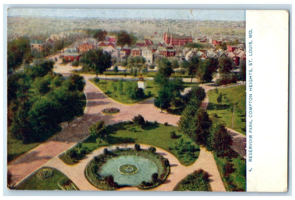 1909 Reservoir Park Compton Heights St. Louis Missouri Bradgate Vintage Postcard