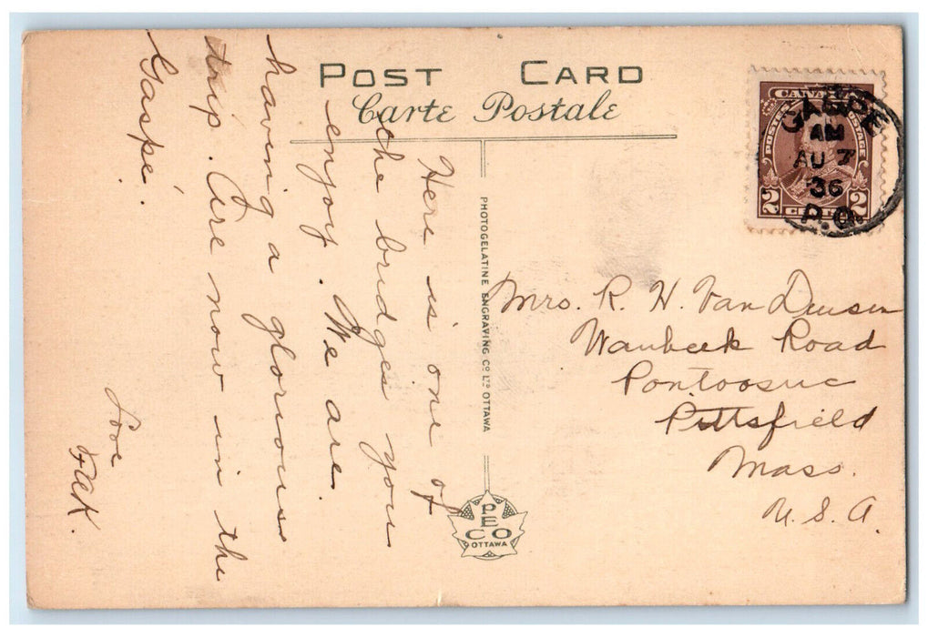 1936 Quebec Bridge Pont De Quebec Quebec Canada Vintage Posted Postcard