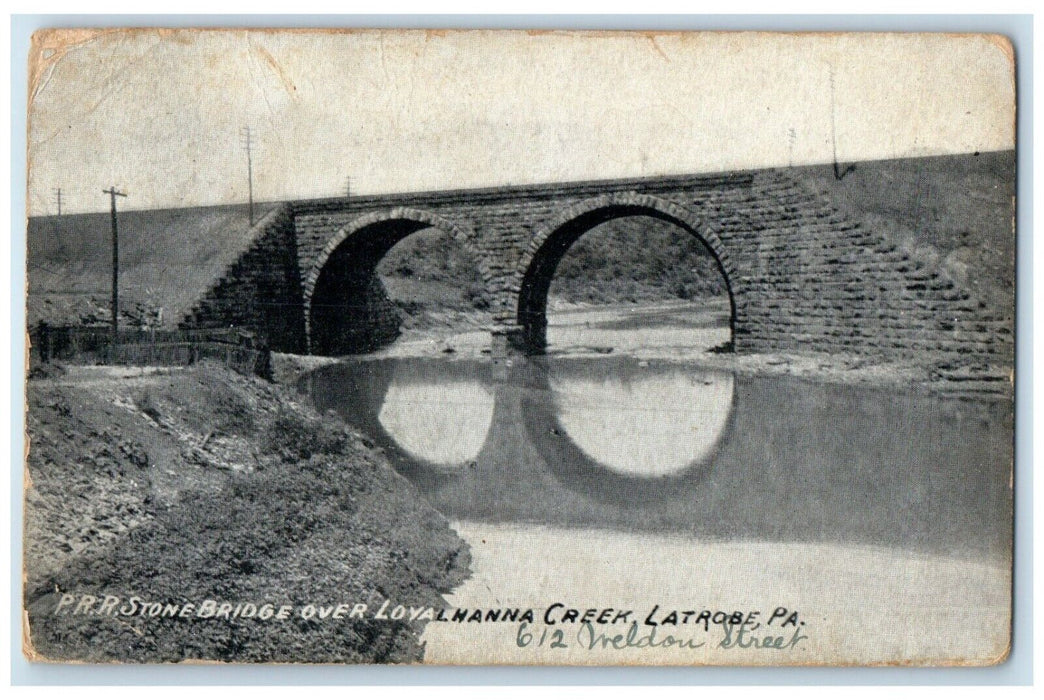 1909 PRR Stone Bridge Over Loyalhanna Creek Latrobe Pennsylvania PA Postcard