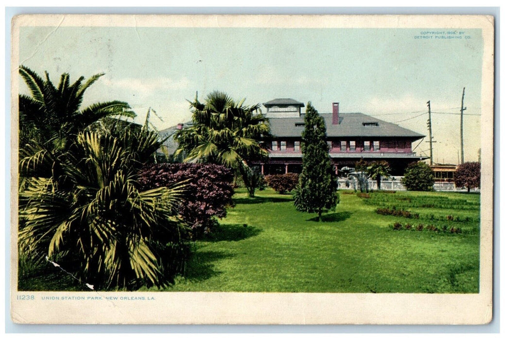 1907 View Of Union Station Park Abita Springs New Orleans Louisiana LA Postcard