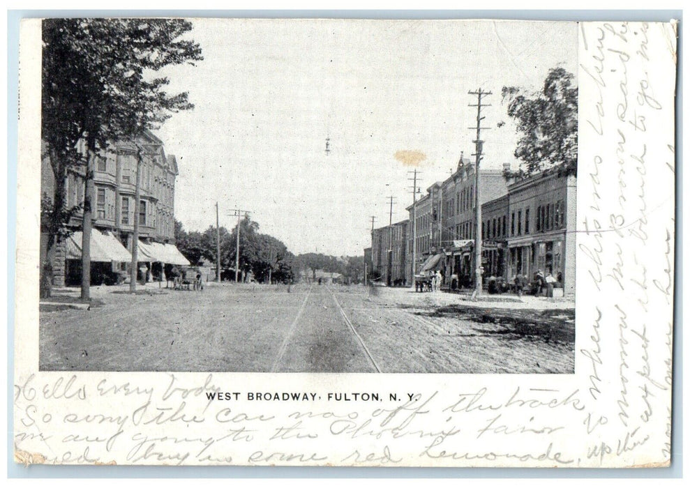 1906 West Broadway Street Road Railroad Building Fulton New York Posted Postcard