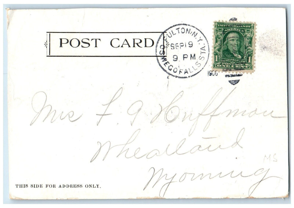 1906 West Broadway Street Road Railroad Building Fulton New York Posted Postcard