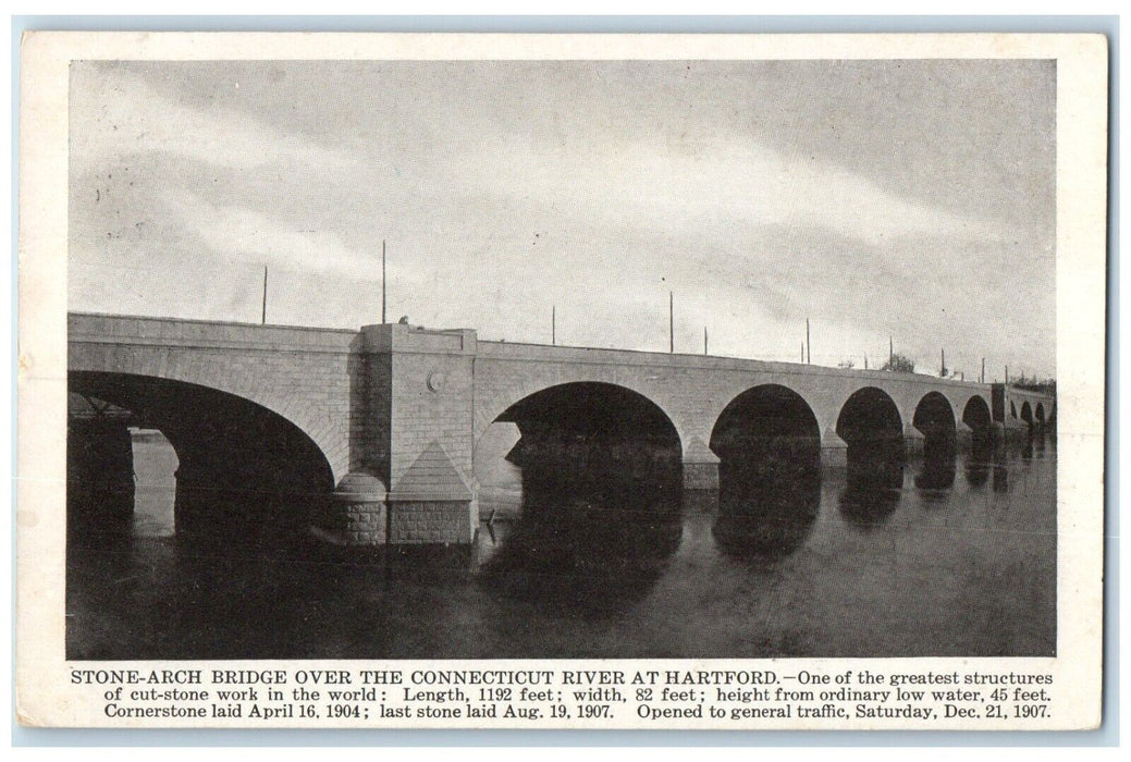 1908 Stone-Arch Bridge Hartford Connecticut Dedication Ceremonies Ads Postcard