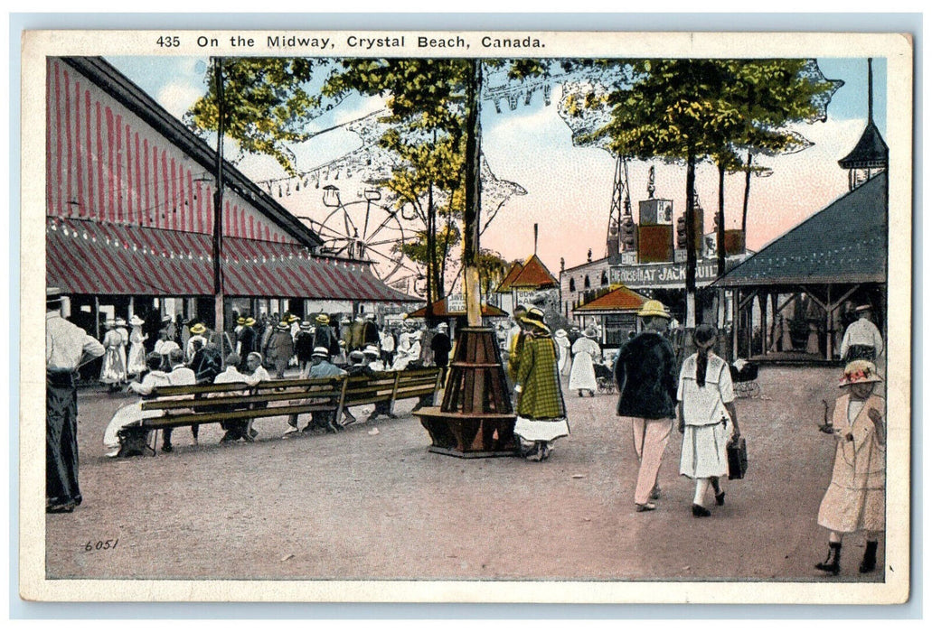 c1920's Ferris Wheel On Midway Crystal Beach Canada Unposted Antique Postcard