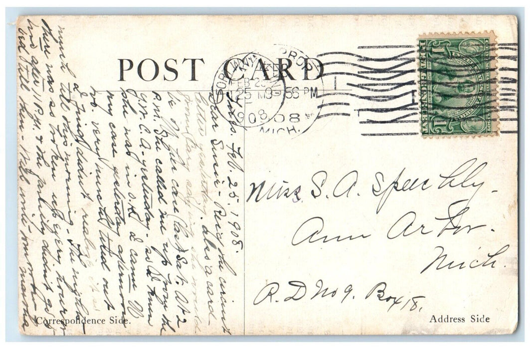 1908 Spring Point Houses Trees Lake James Angola Indiana Vintage Posted Postcard