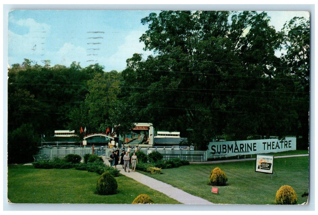 1957 Entrance View Worlds Submarine Theatre Aquarena San Marcos Texas Postcard