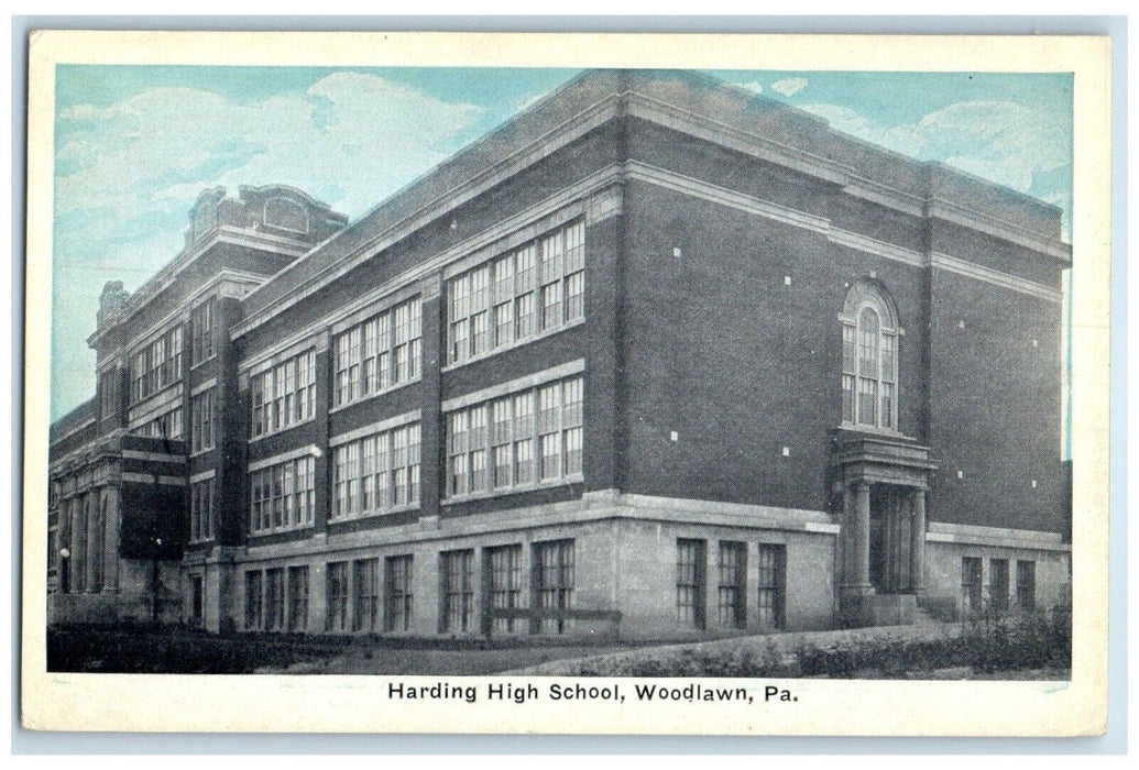 c1930's Harding High School Building Woodland Pennsylvania PA Vintage Postcard