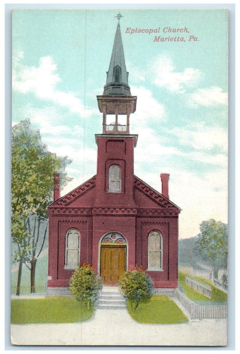 c1910's Front View Of Episcopal Church Marrietta Pennsylvania PA Postcard