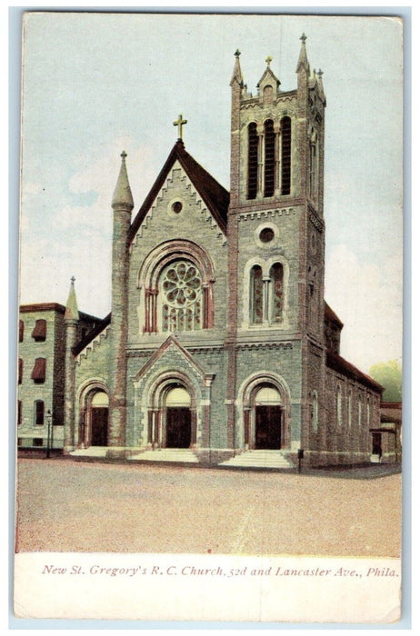 New St. Gregory's RC Church Scene Street Philadelphia Pennsylvania PA Postcard