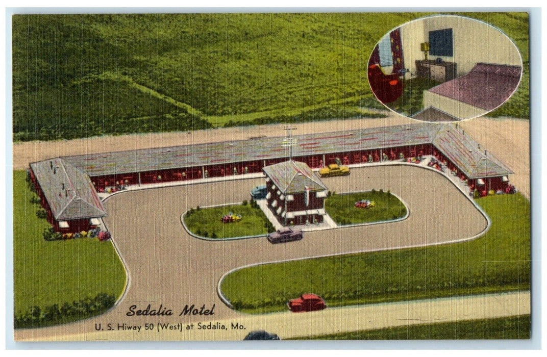 Aerial View Of Sedalia Motel Room View Sedalia Missouri MO Vintage Postcard