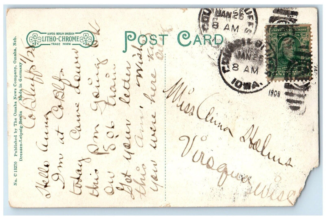 1909 High Bridge Fairmount Park Locomotive Train Council Bluffs Iowa IA Postcard