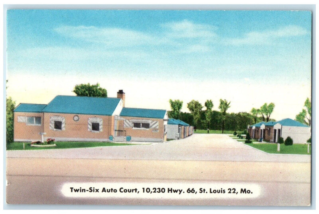 c1950's Twin Six Auto Court Roadside St. Louis Missouri MO Vintage Postcard