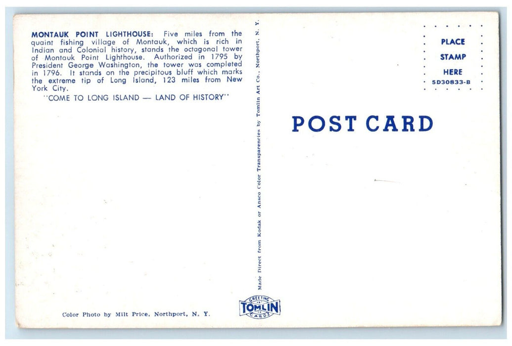 1960 Exterior Montauk Point Lighthouse Building Long Island New York NY Postcard