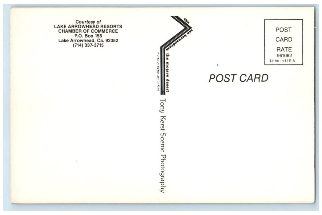 c1960 Lake Arrowhead Resorts Chamber Commerce Lake Arrowhead California Postcard
