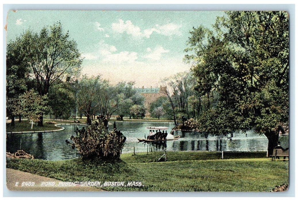 c1910 Scenic View Canoeing Pond Public Garden Boston Massachusetts MA Postcard