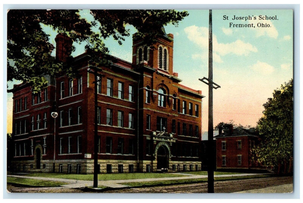 c1910 Exterior View St Joseph School Building Fremont Ohio OH Unposted Postcard