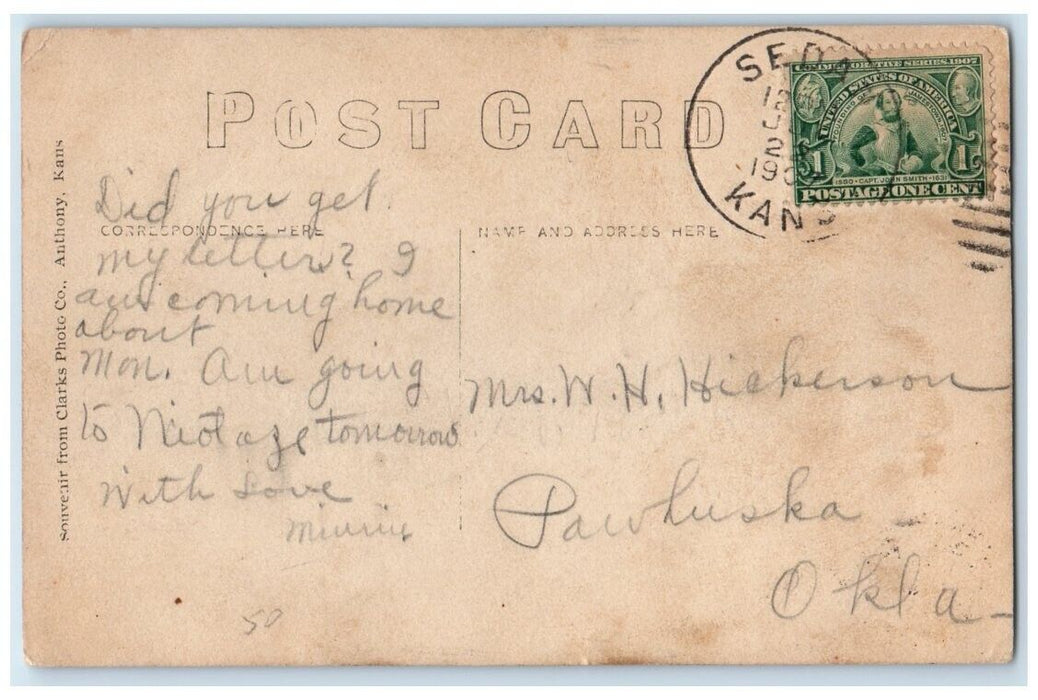 1907 Bradford Hotel Building View Sedan Kansas KS RPPC Photo Posted Postcard