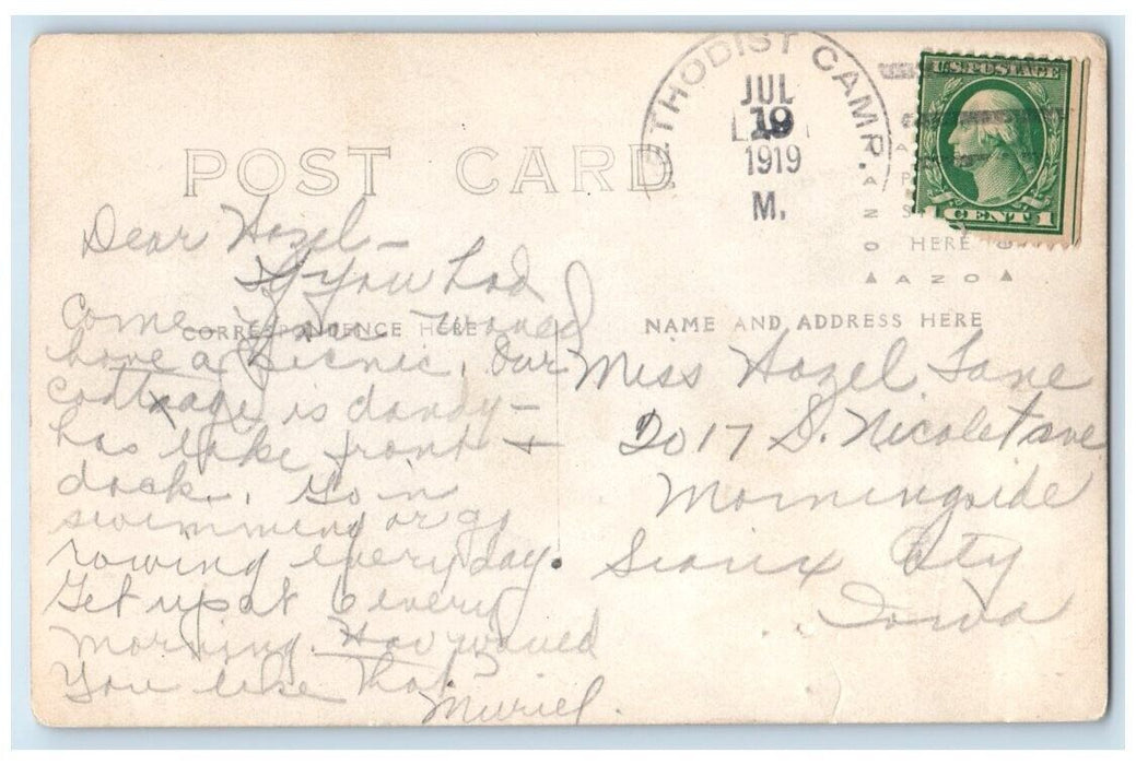 1919 Shady Nook Williams Methodist Camp Gull Point Iowa IA RPPC Photo Postcard