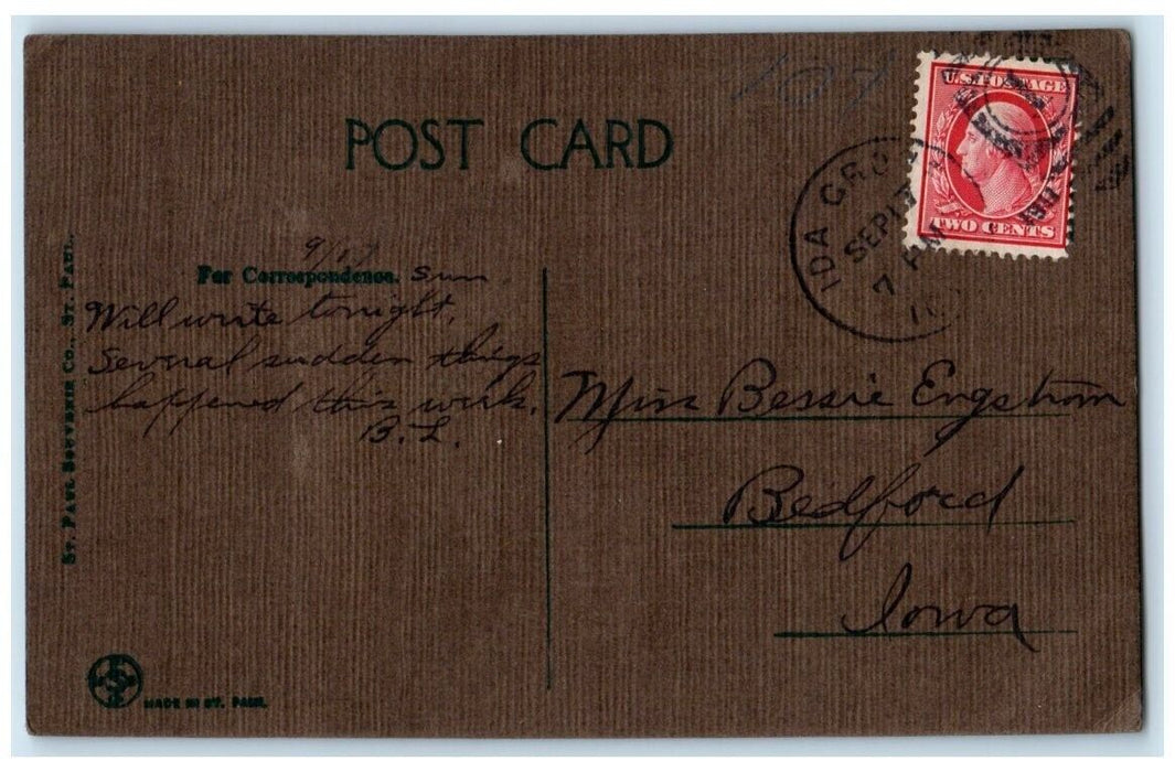 1917 Court House Building View Poem Ida Grove Iowa IA RPPC Photo Postcard