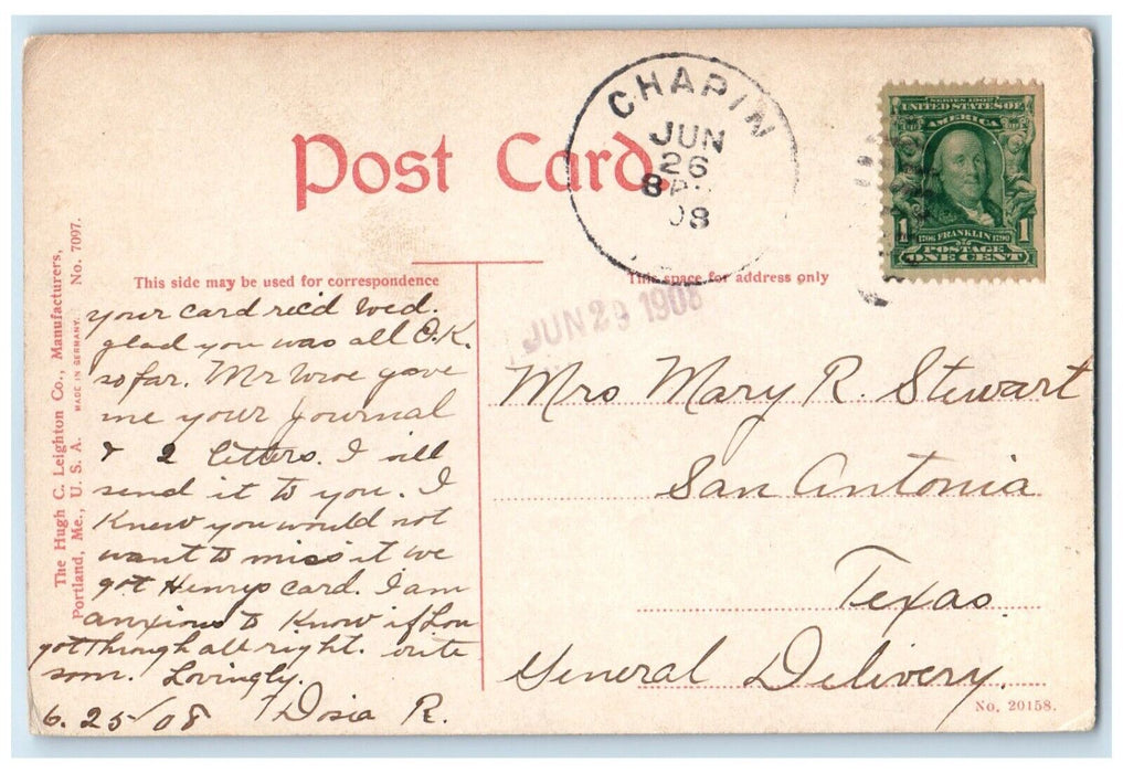 1908 Carnegie Public Library Builiding Jacksonville Illinois IL Antique Postcard