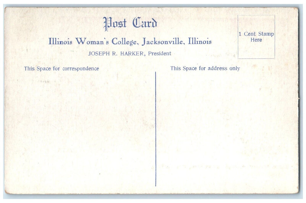 Jacksonville IL, Illinois Woman's College Front View Main Building Postcard