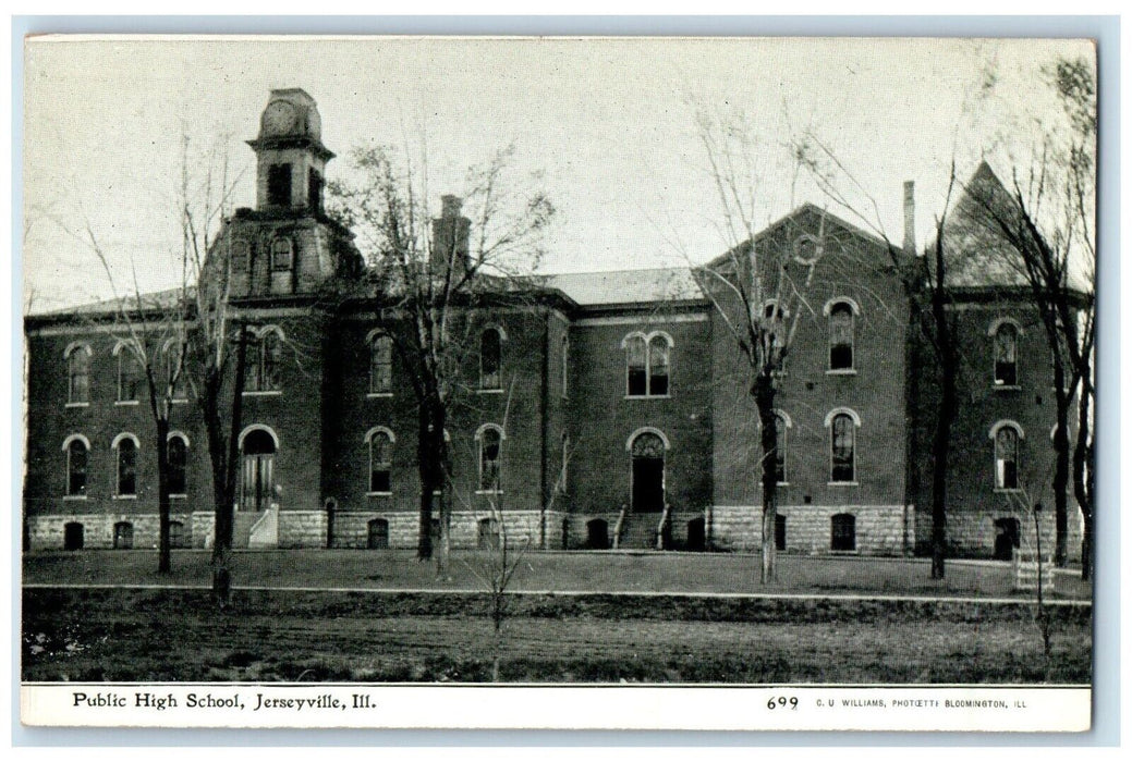 c1910's Public High School Building Jerseyville Illinois IL Antique Postcard