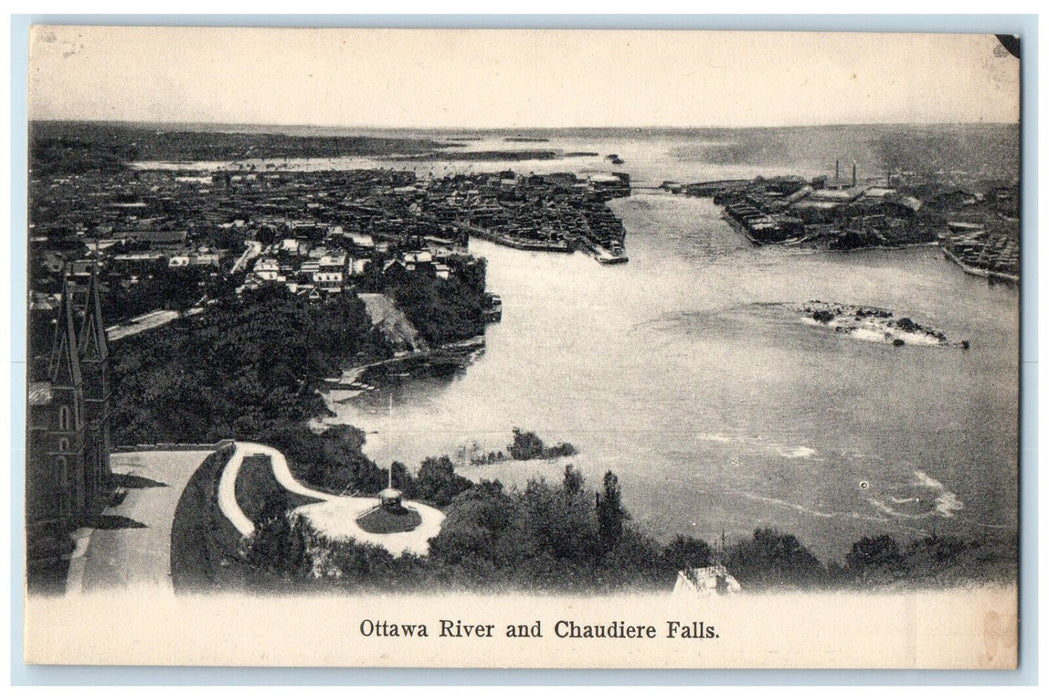 c1910 Ottawa River and Chaudiere Falls Canada Unposted Antique Postcard