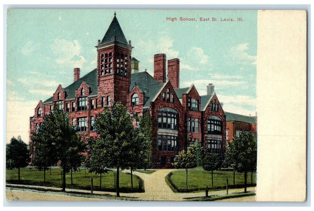 c1910's High School Building Campus East St. Louis Illinois IL Antique Postcard
