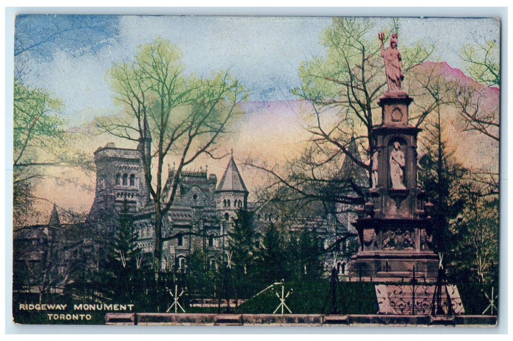 c1910 Ridgeway Monument Toronto Ontario Canada Unposted Antique Postcard
