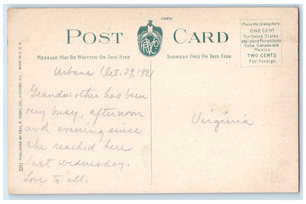 1921 One Of The College Drives University Of Illinois Champaign IL Postcard