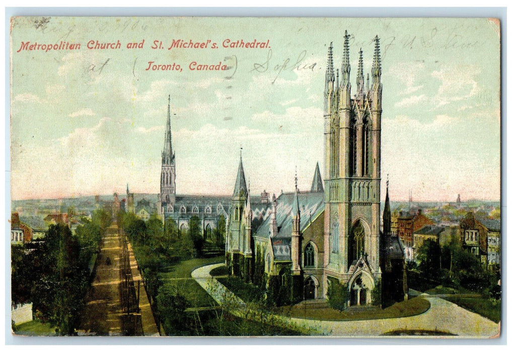 1906 Metropolitan Church and St. Michael's Cathedral Toronto Canada Postcard