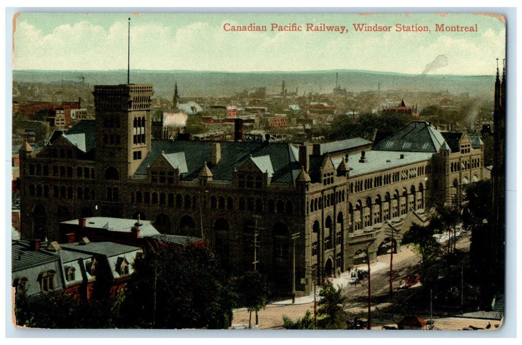 c1910 Canadian Pacific Railway Windsor Station Montreal Quebec Canada Postcard