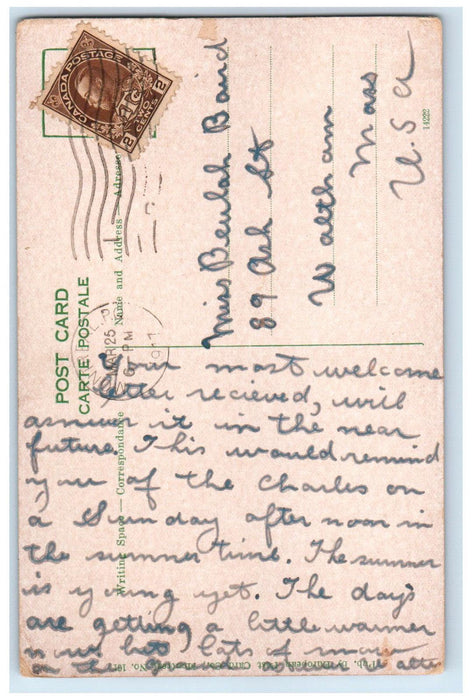 1917 Boat Canoeing at Lafontaine Park Montreal Quebec Canada Postcard