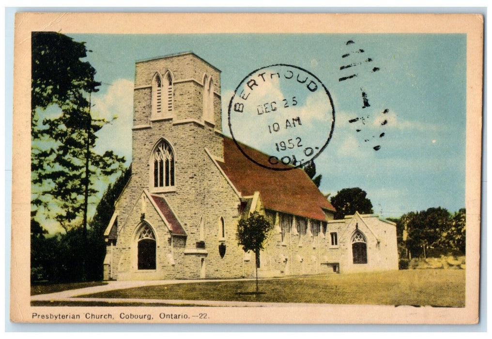 1952 Presbyterian Church Cobourg Ontario Canada Berthoud CO Postcard