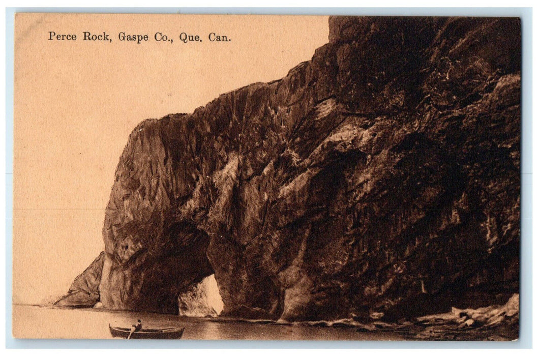 c1910 Boating Near Perce Rock Gaspe Co. Quebec Canada Antique Unposted Postcard