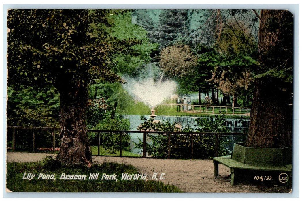 c1910 Lily Pond Beacon Hill Park Victoria British Columbia Canada Postcard