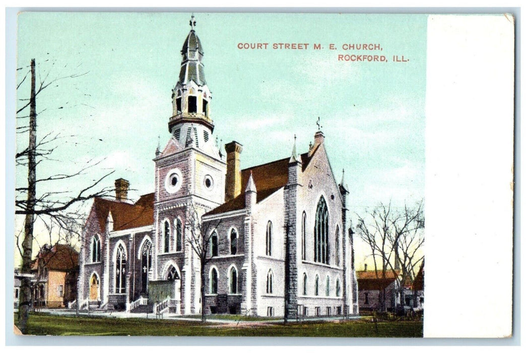 c1910's Court Street ME Church Rockford Illinois IL Unposted Antique Postcard