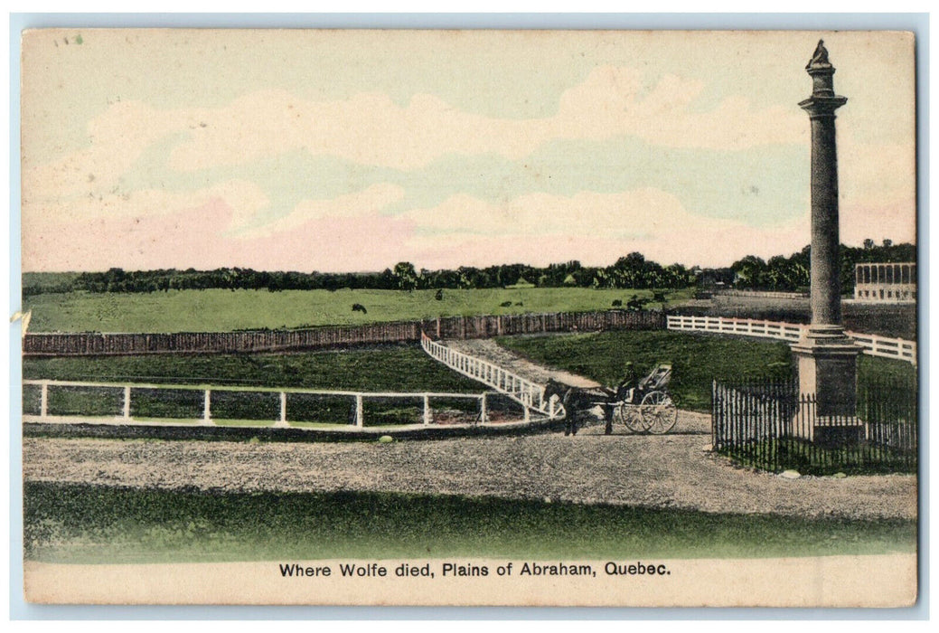 c1910 Where Wolfe Died Plains of Abraham Quebec Canada Unposted Antique Postcard