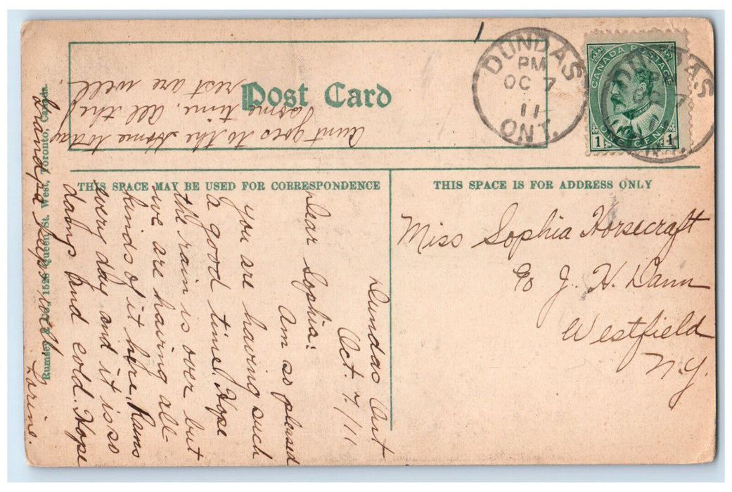 1911 House of Providence Dundas Ontario Canada Posted Antique Postcard