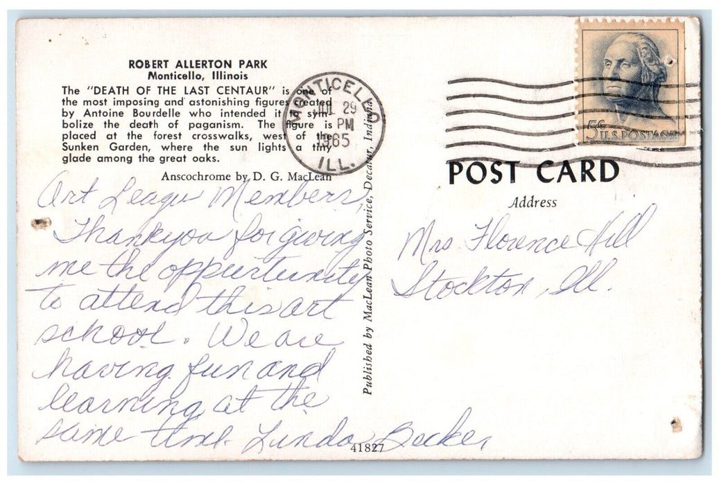1965 View Of Robert Allerton Park Monticello Illinois IL Posted Vintage Postcard