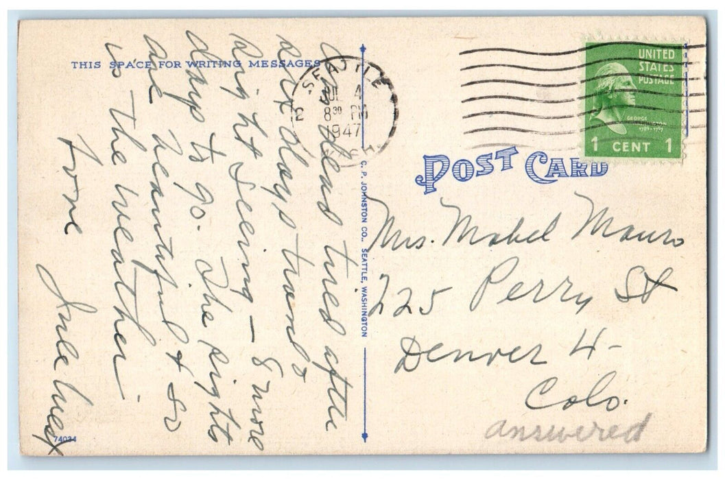 1947 Old Man Cape Flattery Seattle Washington WA Vintage Antique Posted Postcard