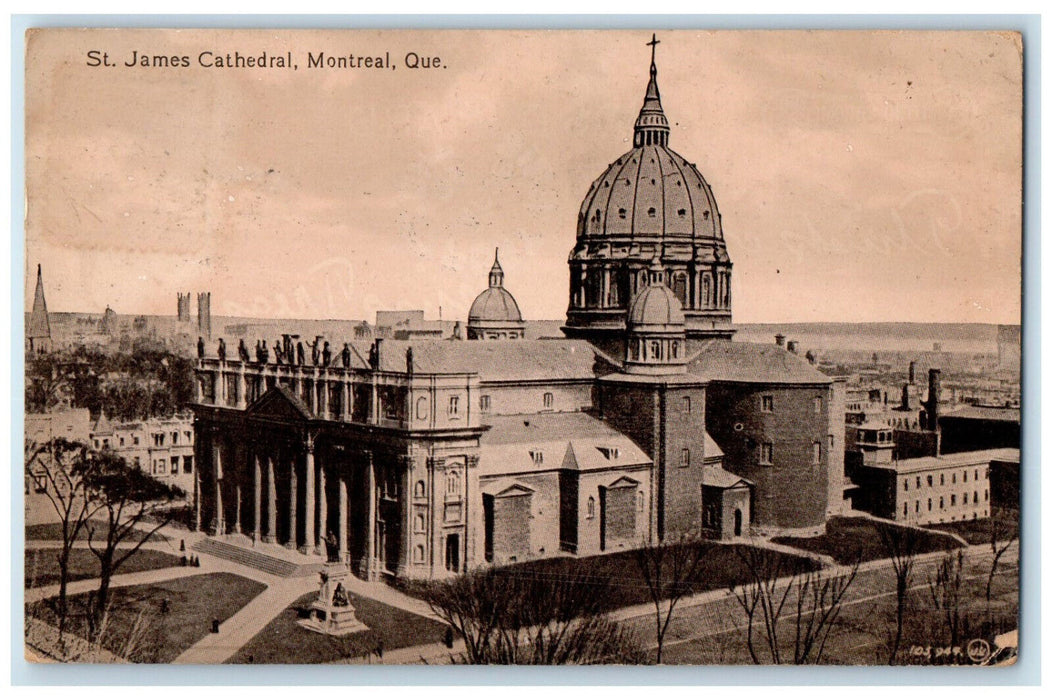 1914 St. James Cathedral Montreal Quebec Canada Antique Posted Postcard
