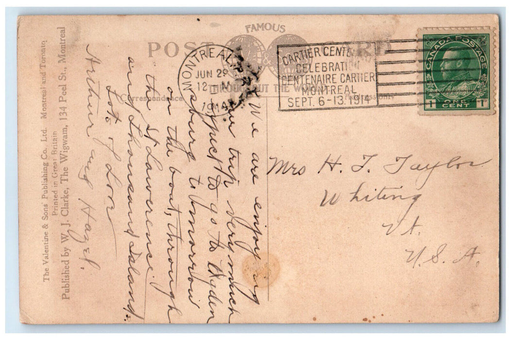 1914 St. James Cathedral Montreal Quebec Canada Antique Posted Postcard