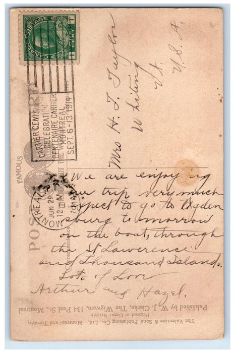 1914 St. James Cathedral Montreal Quebec Canada Antique Posted Postcard