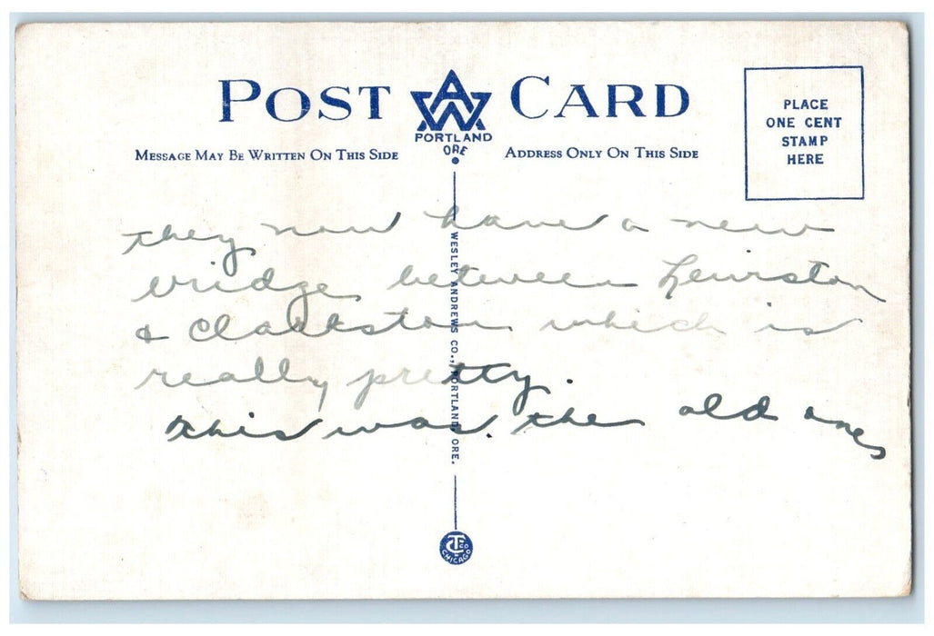 c1930's Lewiston Idaho And Clarkston Wash From Lewiston Spiral Highway Postcard