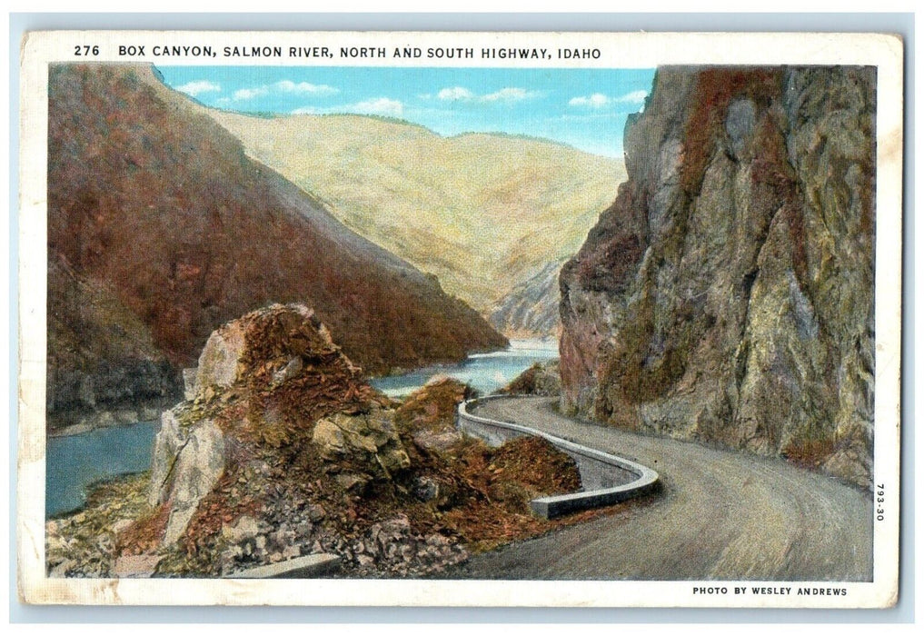 c1930s View Of Box Canyon Salmon River North And South Highway Idaho ID Postcard